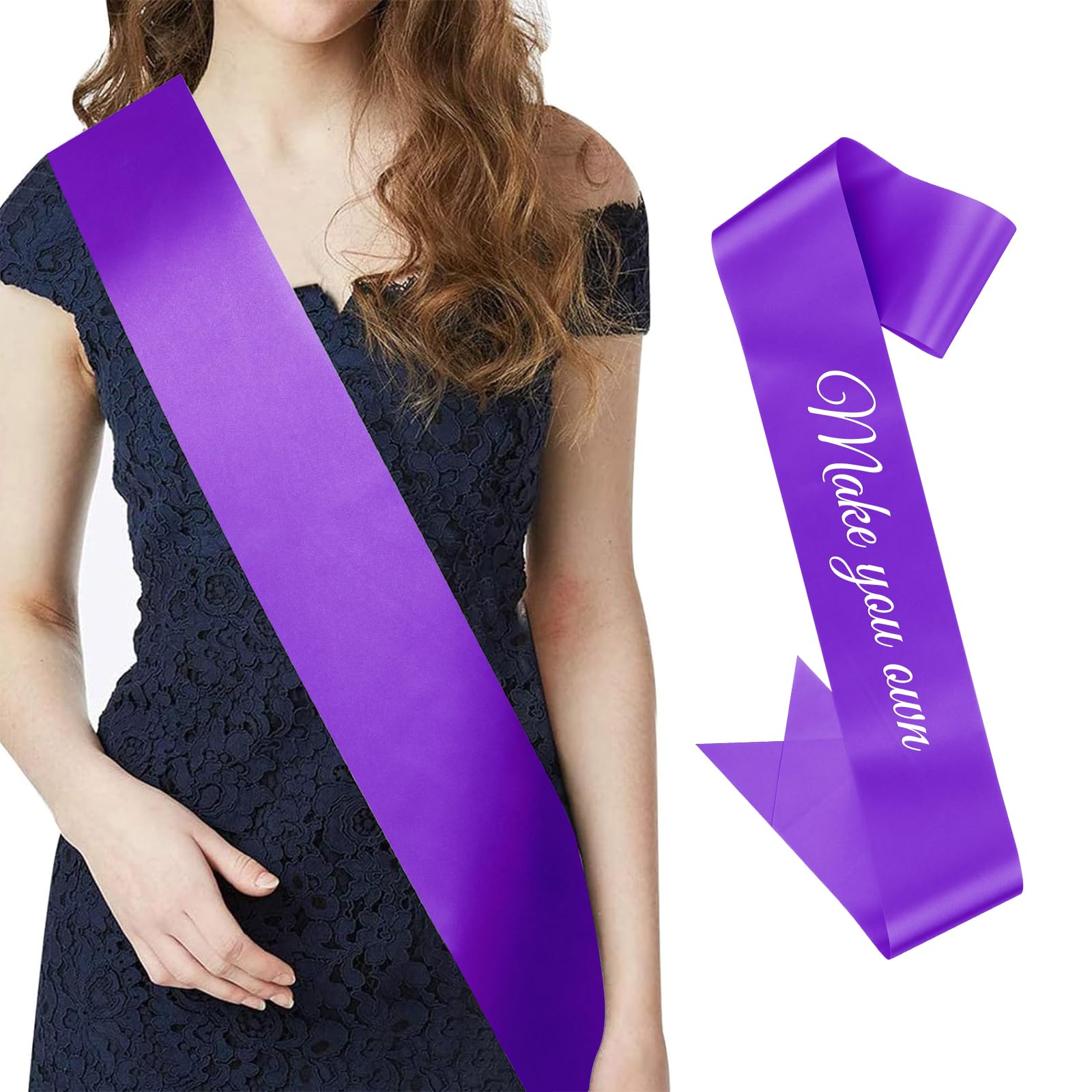 Amazon.co.jp: CIEHER パープルサッシ ブランク サテン サッシュ